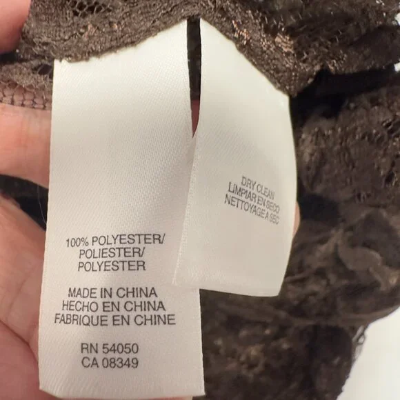 Jones New York Collection sz12 Manderin Banded Collar Lace Top Silk Cami Ruffled - Picture 11 of 16